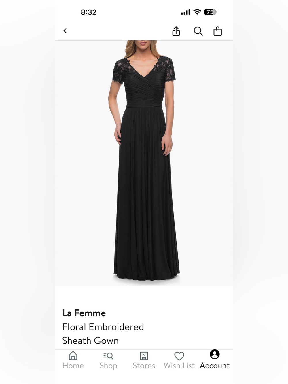 La Femme Black Floral-Embroidered Maxi Skirt Gown